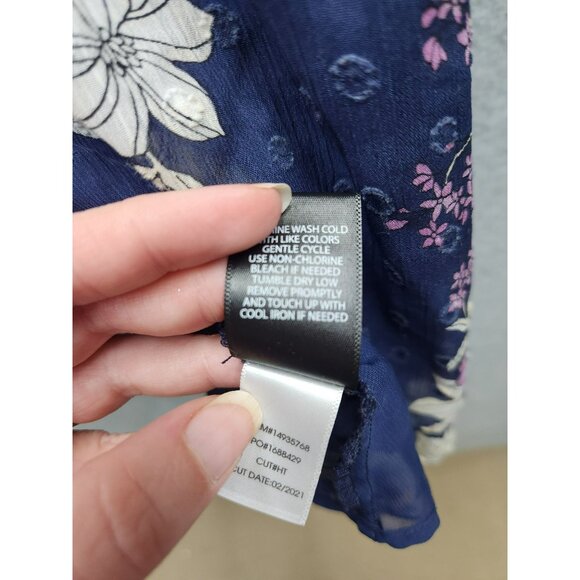 Torrid Off-Shoulder Floral Blouse Size 2 Navy With Pink & Cream - Picture 4 of 5